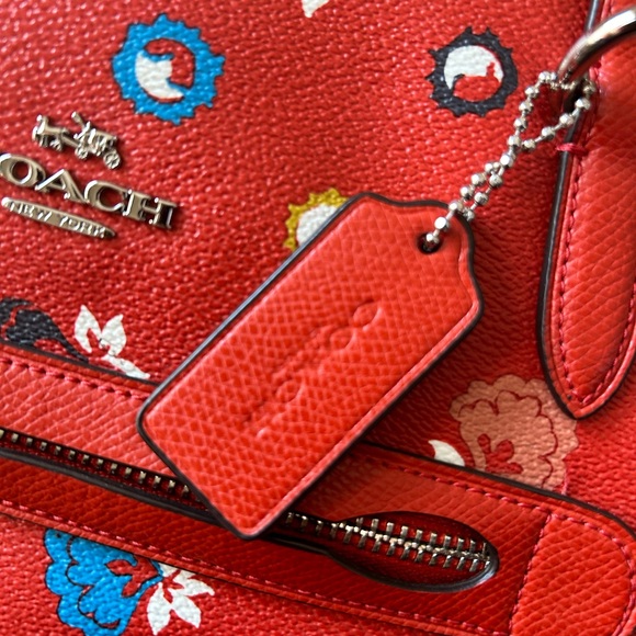Coach | Bags | Like New Coach Red Floral Tote Bag | Poshmark
